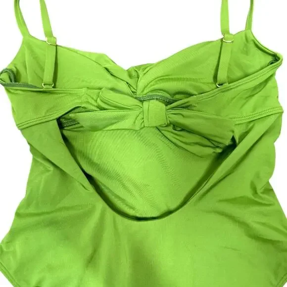 Monday Swimwear Bordeaux One Piece Swimsuit Medium Cypress Green Tie Back - Picture 6 of 10